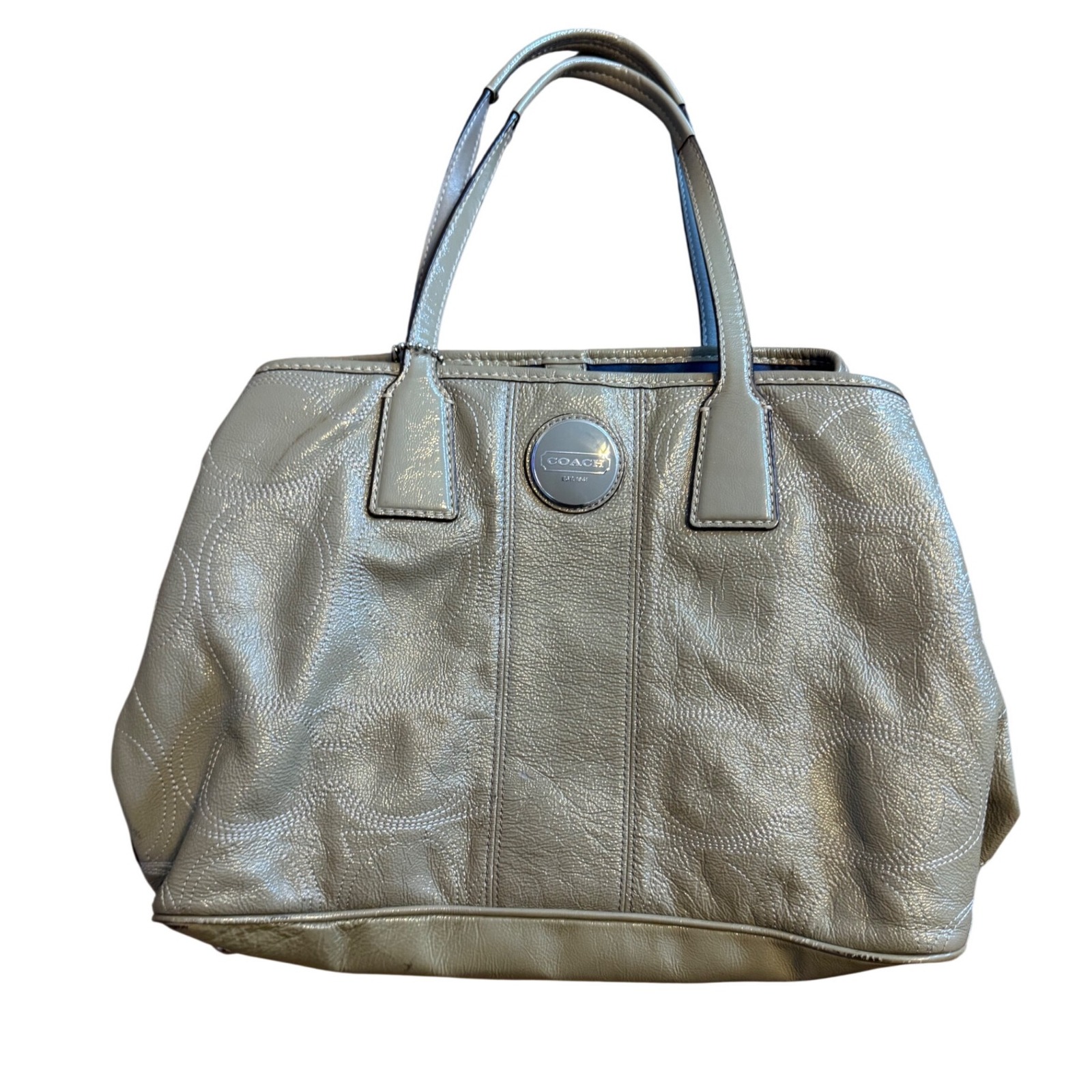 Coach Kisslock Khaki Green Pebble Leather F15658